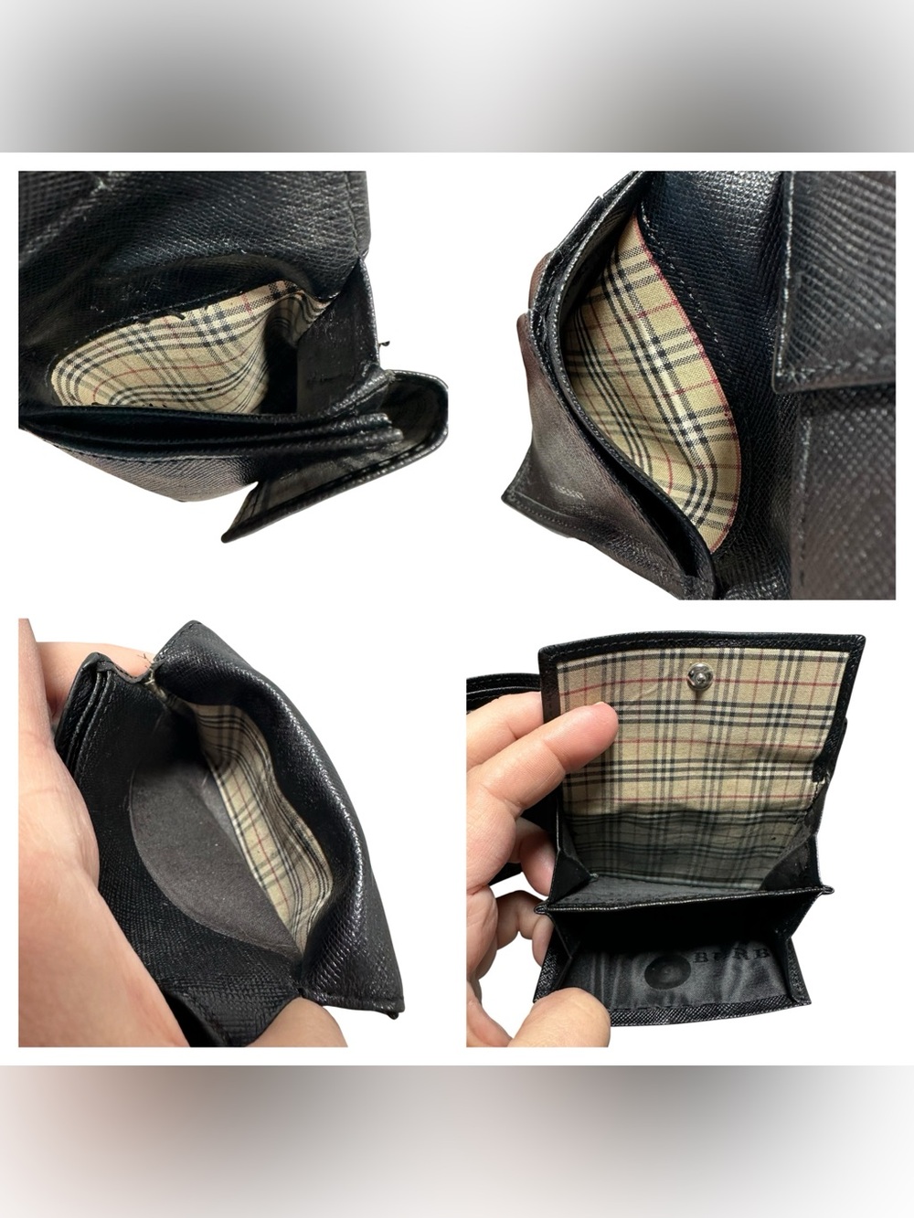 Burberry Black Leather & Nova Check Men’s Bifold Wallet - Picture 8 of 14